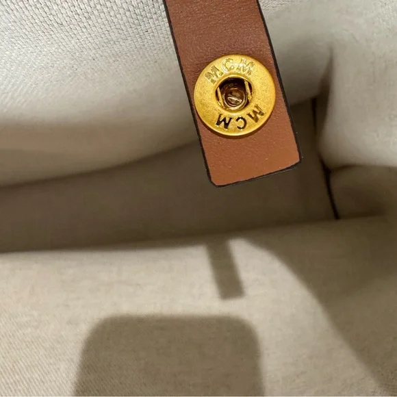 MCM Lauretos Monogram Canvas Medium Shopper Tote in Cognac - Picture 14 of 16